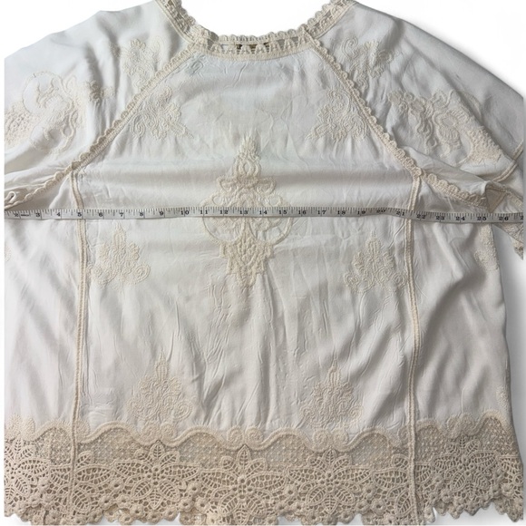 Democracy Women’s Cream Boho Crochet Top Plus Size 1X  EUC - Picture 7 of 9